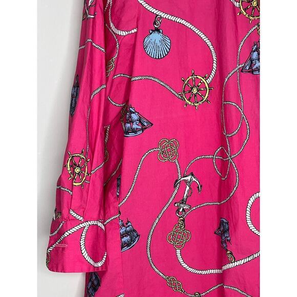 Tyler Boe Cotton Sailboat Shell Rope Pink Button Down Top Size M - Picture 11 of 11